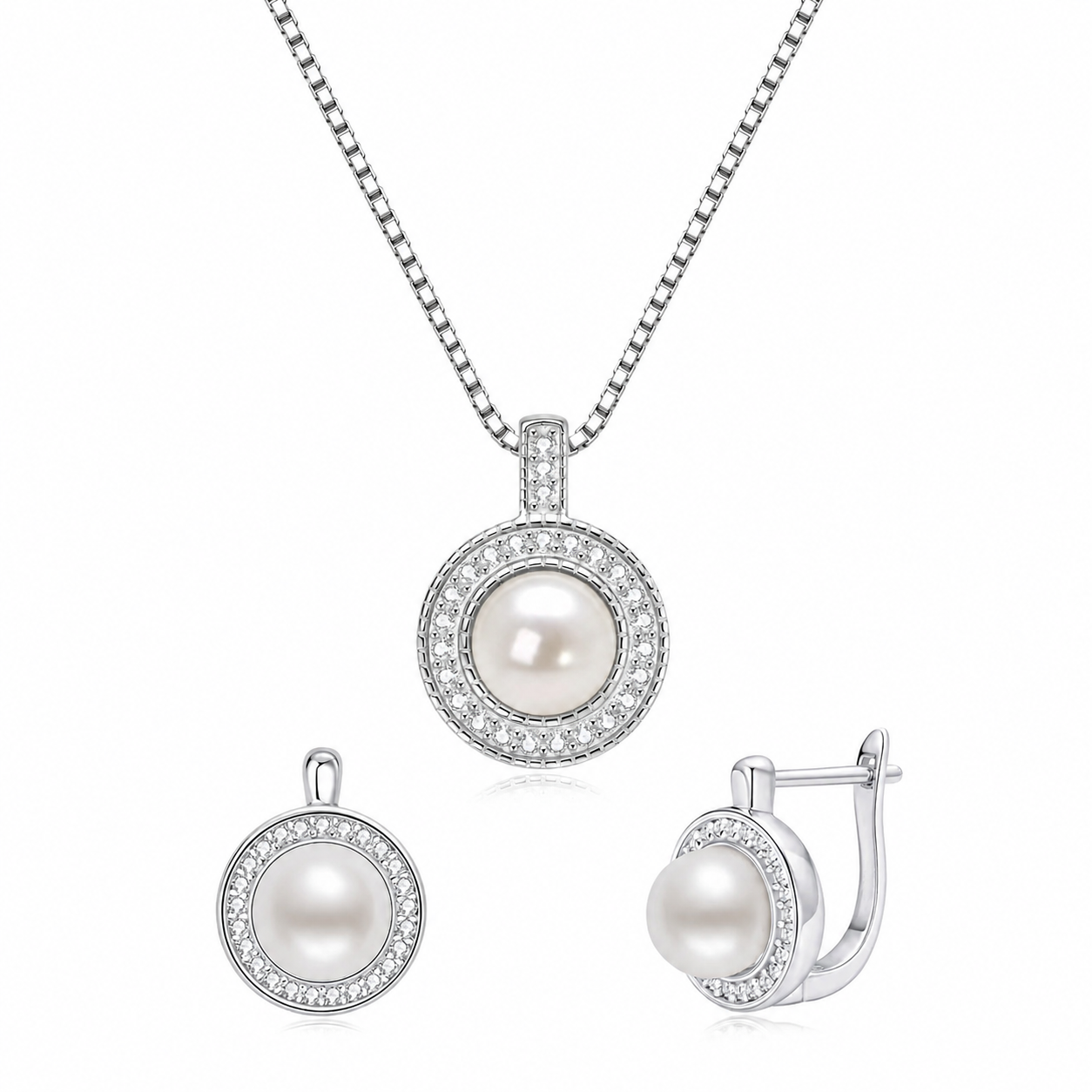 Perlen Schmuckset Amalfi Silber
