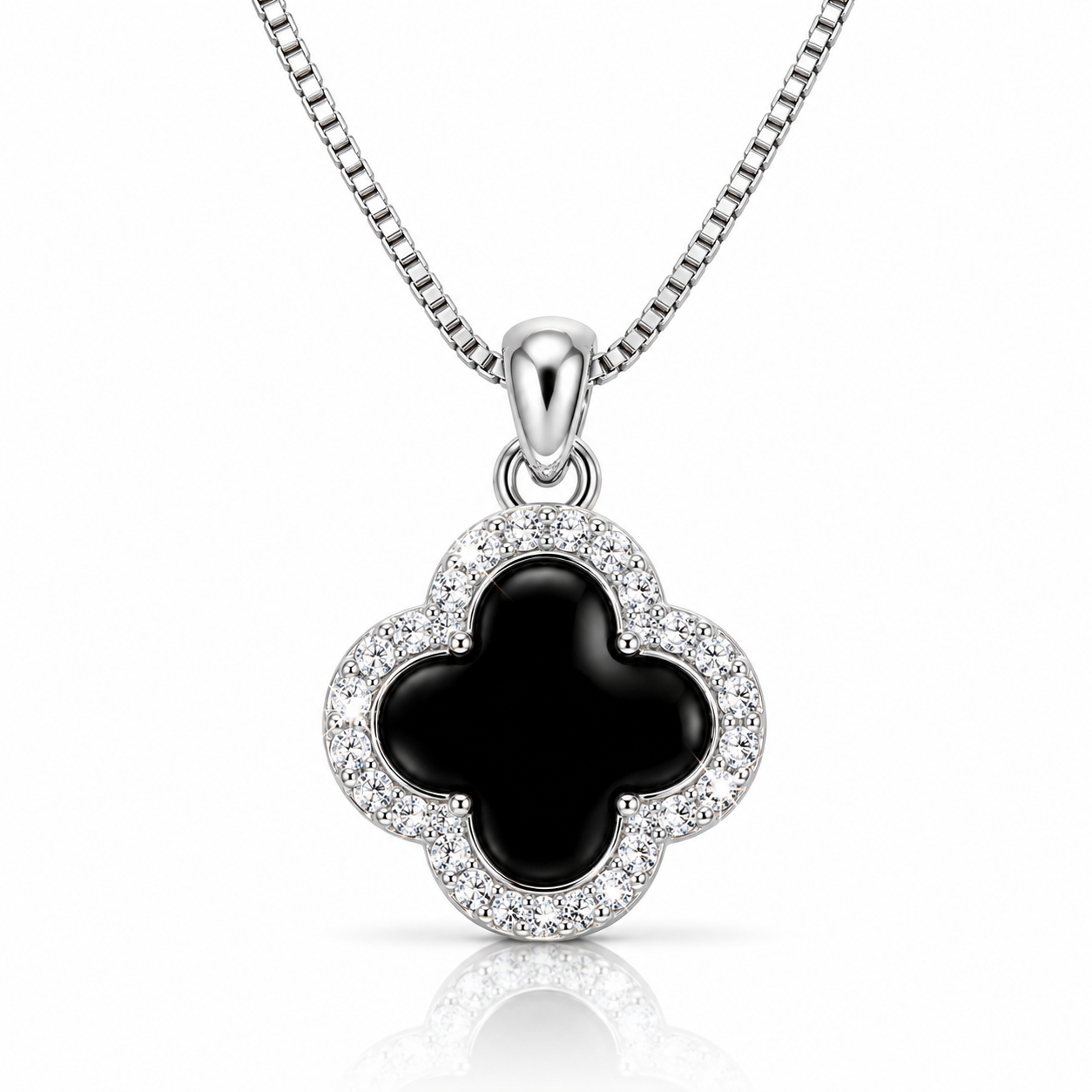 Funkelnde Kleeblatt Halskette Clover 925 sterling Silber 