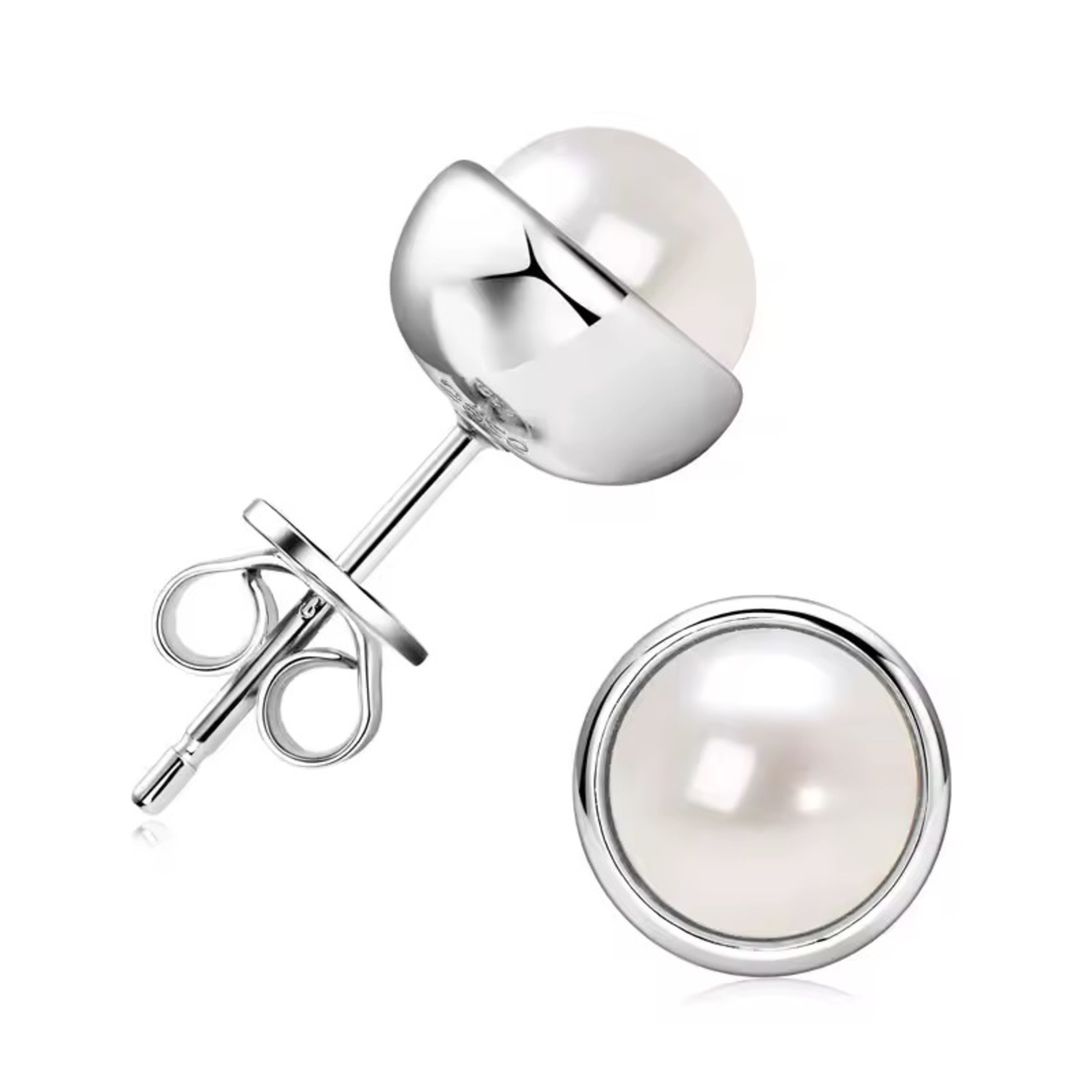 Damen Perlen Ohrstecker Süßwasserperle 8mm Silber 