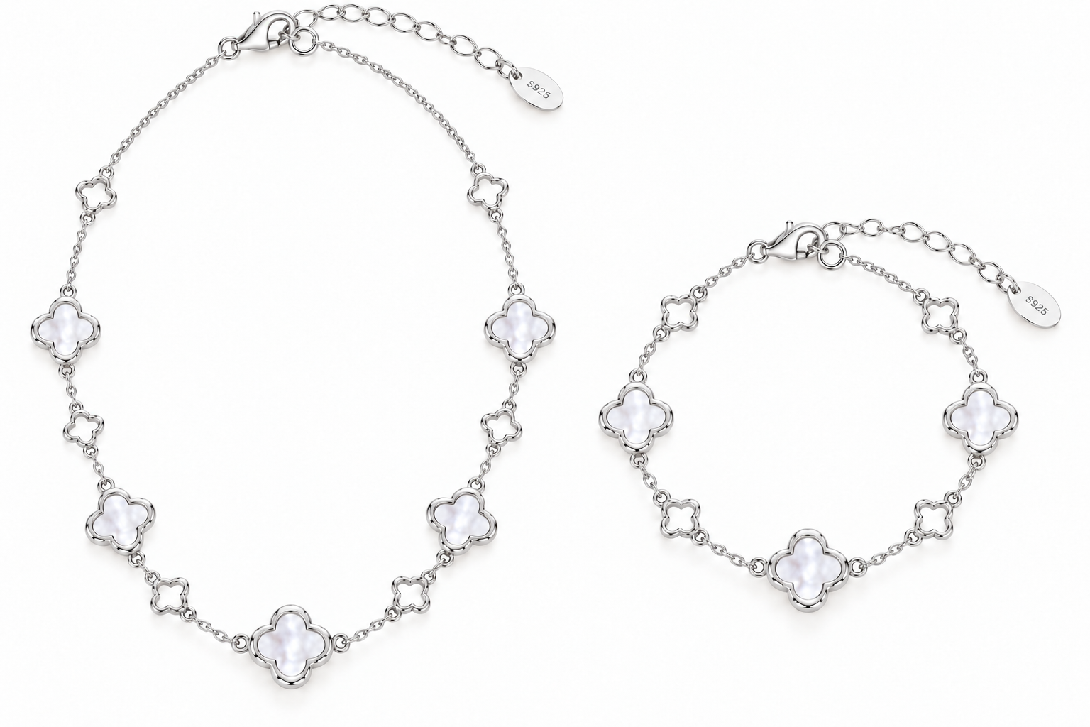 Clover Glücksbringer Damen Schmuckset 925 sterling Silber 