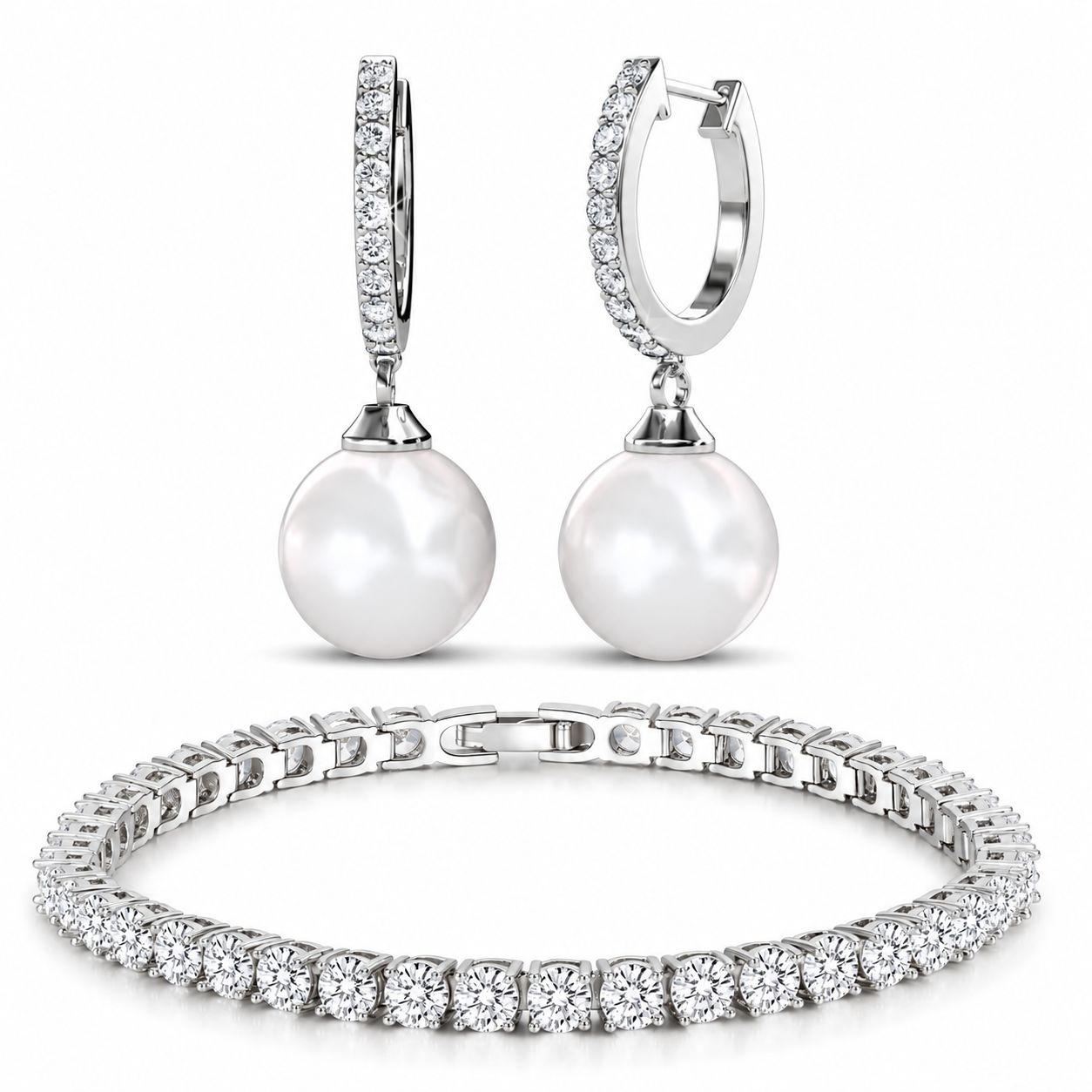 Damen Perlen Schmuckset Cadence Silber 