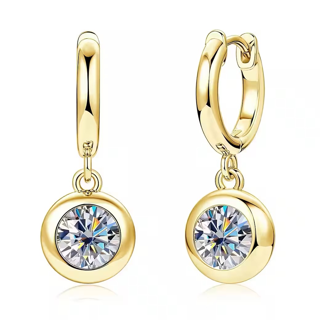  Funkelnde Moissanit Bubble Drop Ohrhänger Creolen 1,2ct