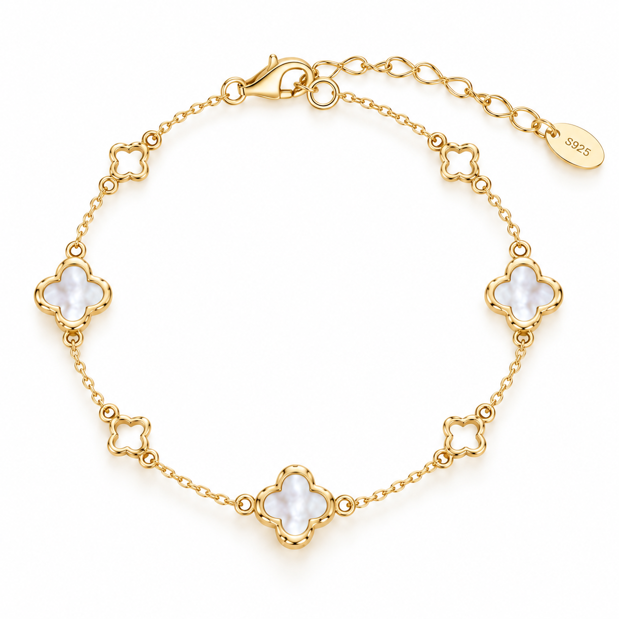 Clover Glücksbringer Damen Schmuckset 925 sterling Silber Gold 