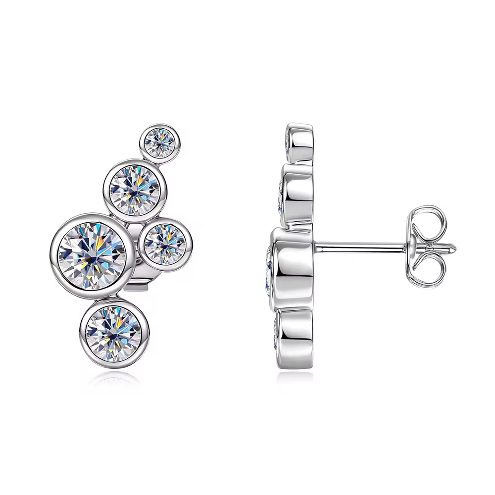Extravagante Moissanit Damen Ohrstecker Silber