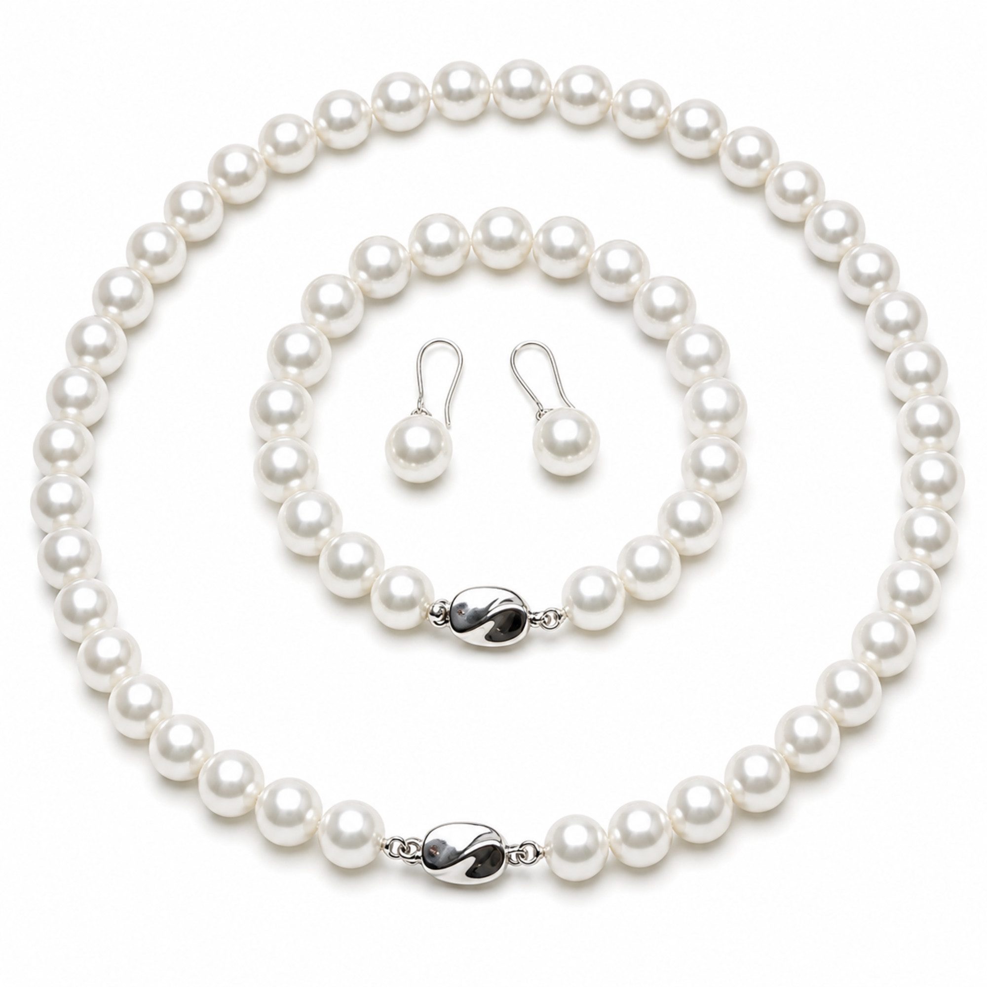 Damen Perlenkette Schmuckset Solène Halskette +Armband +Ohrringe 