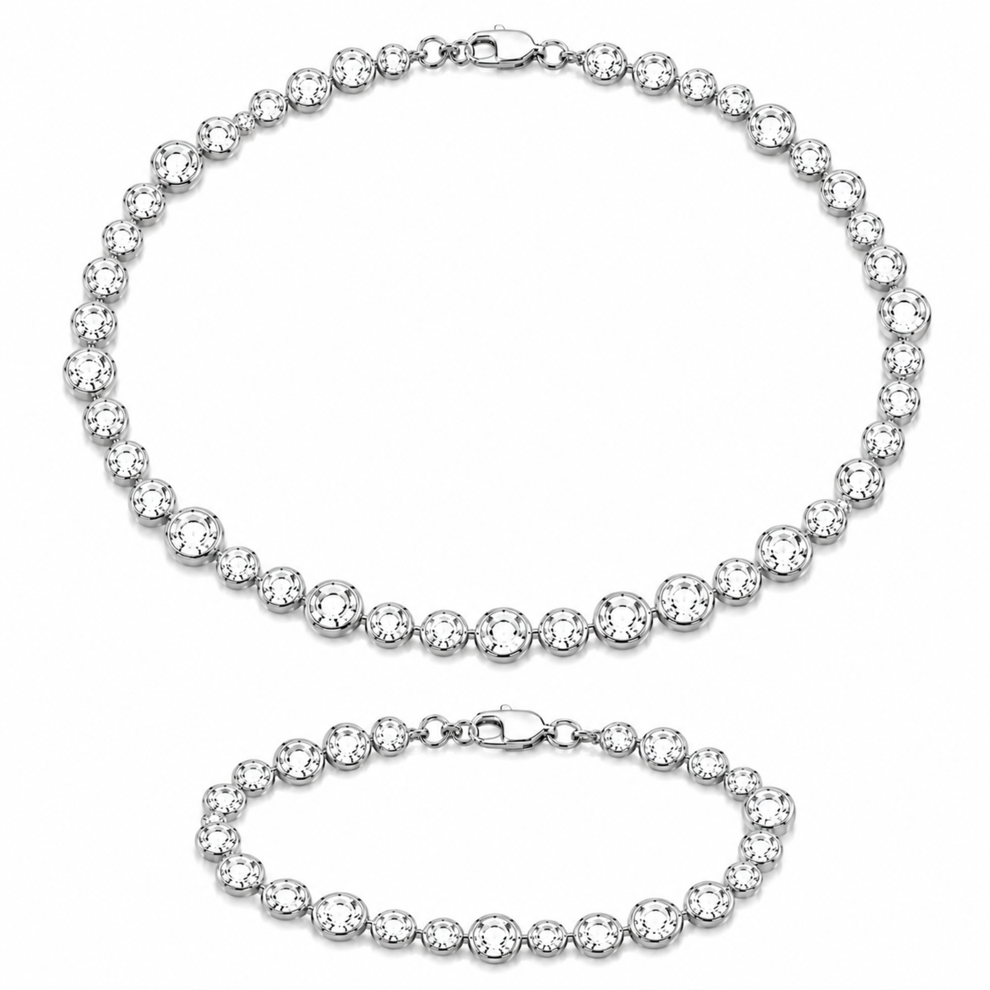 Damen Schmuckset  Halskette 45cm +Armband 20cm Silber 