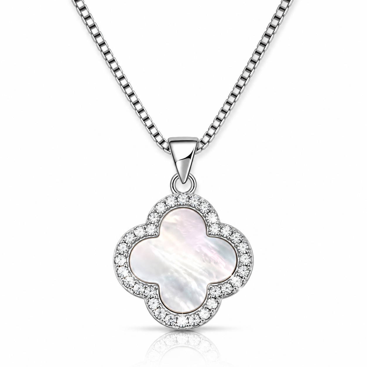 Funkelnde Kleeblatt Halskette Clover 925 sterling Silber 