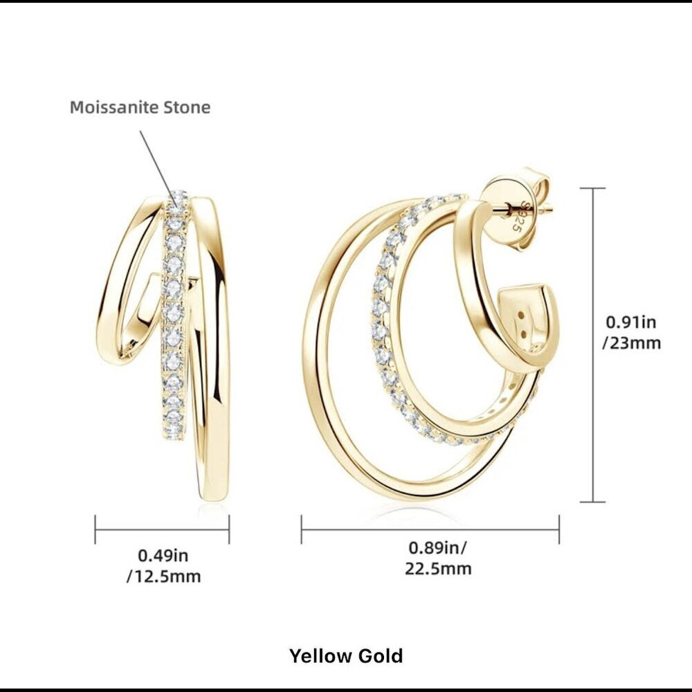 Moissanit Creolen Gold Luxotica 1,6mm 0,017ct 50 Steine 