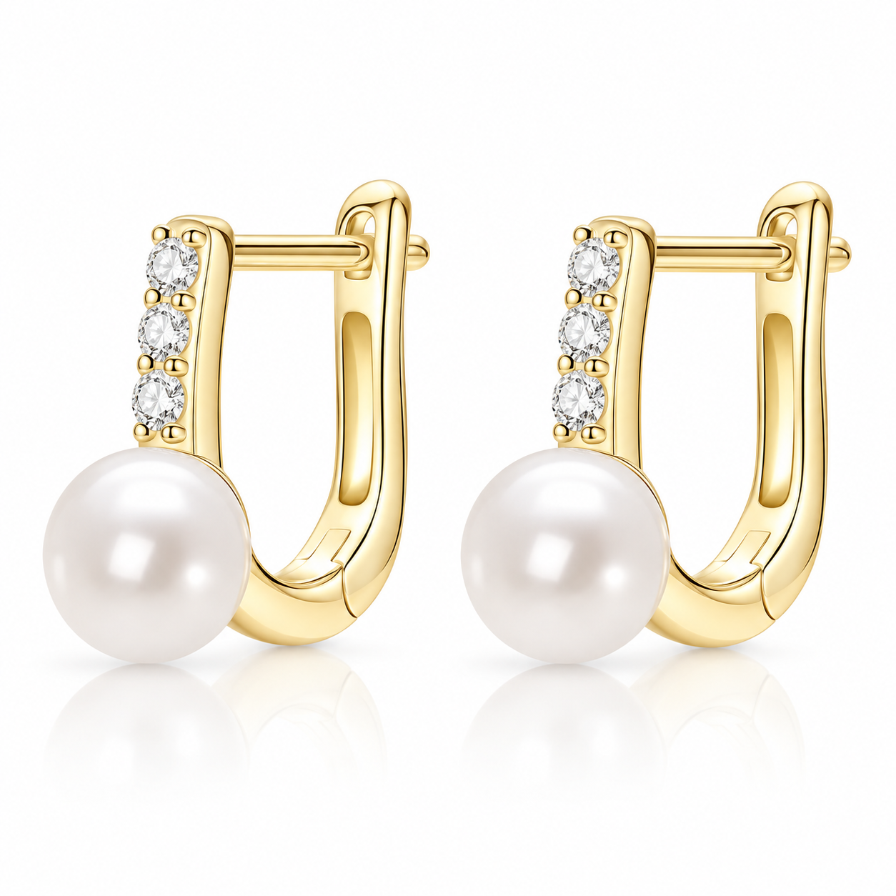 Extravagante Moissanit Perlen Creolen Gold 925 Sterling Silber 