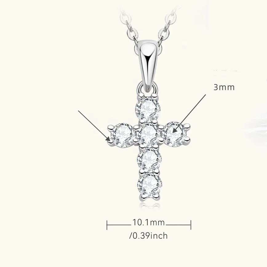Kreuz Halskette Spirit 925 Gold Moissanit 3mm 0,1 ct 