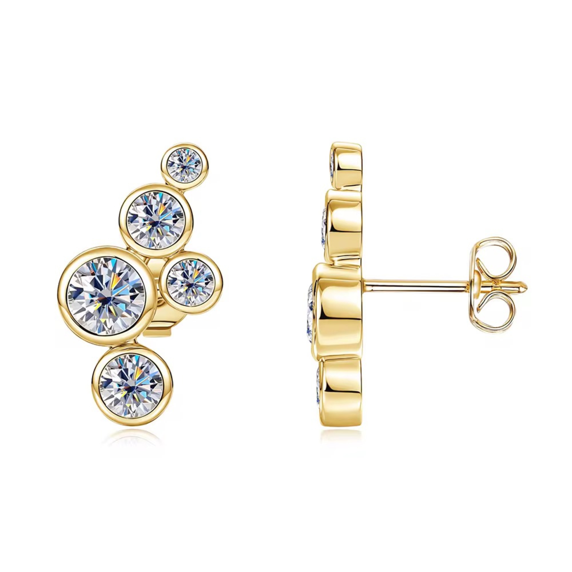 Extravagante Moissanit Damen Ohrstecker Gold 