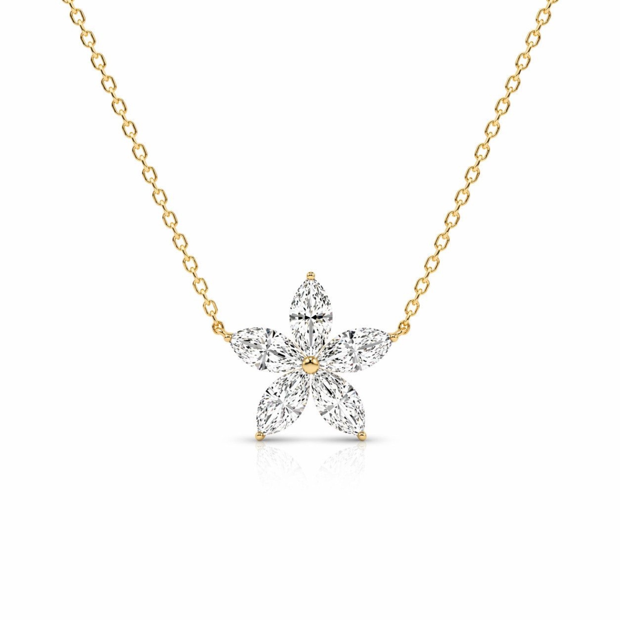 Funkelnde Halskette Flower 925 Sterling Silber 45cm 