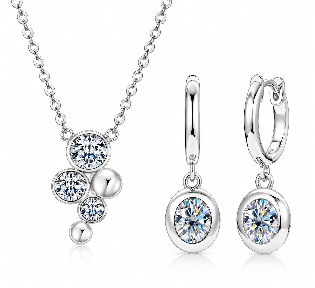 Damen Moissanit Schmuckset Bellezza Silber 
