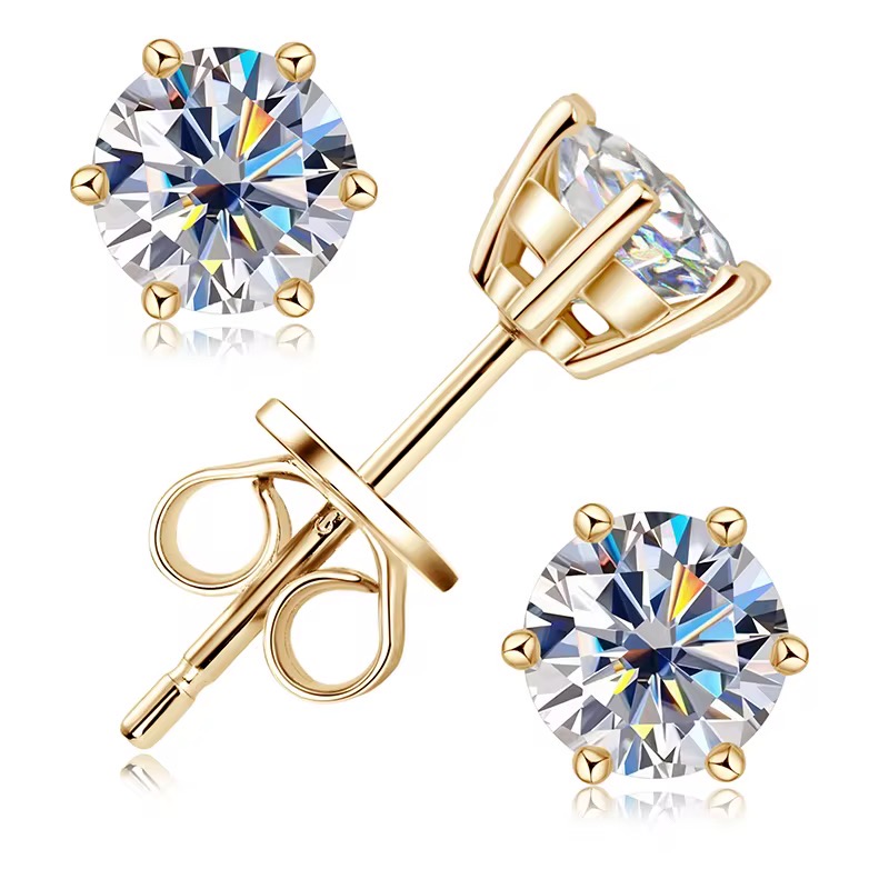 Moissanit Diamant Ohrstecker 6 mm Eleganza 