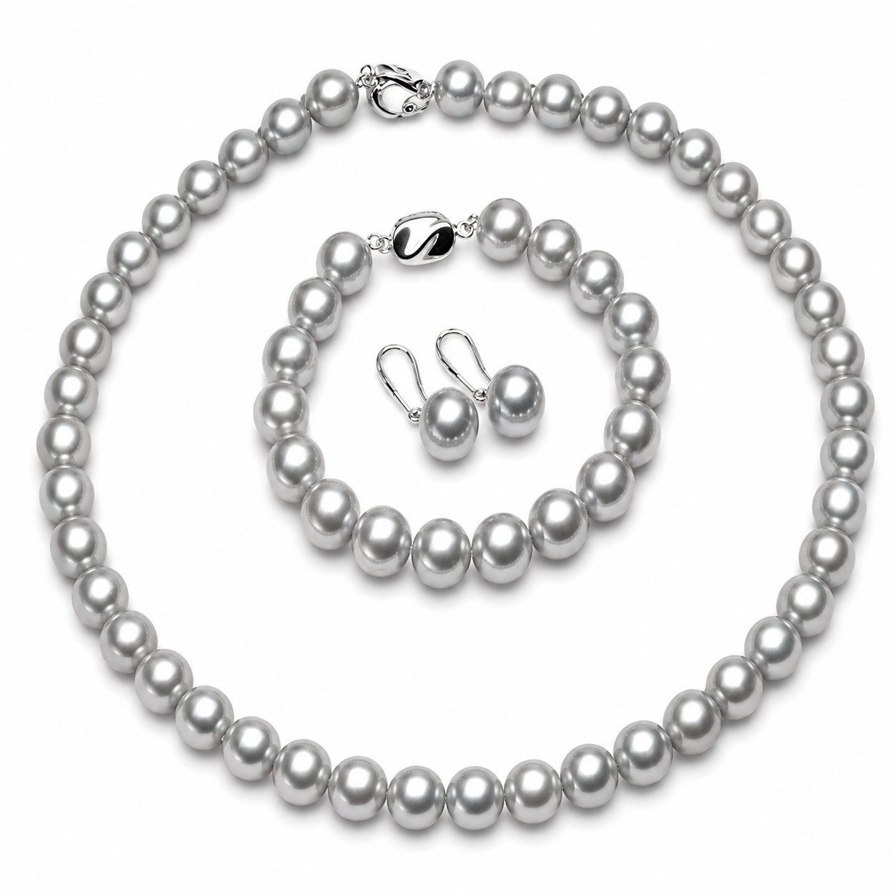 Damen Perlenkette Schmuckset Solène Halskette +Armband +Ohrringe 
