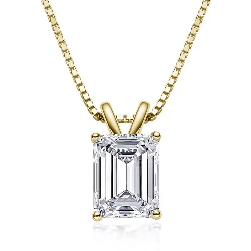 Halskette aus 925 sterling Silber Smaragdschliff 