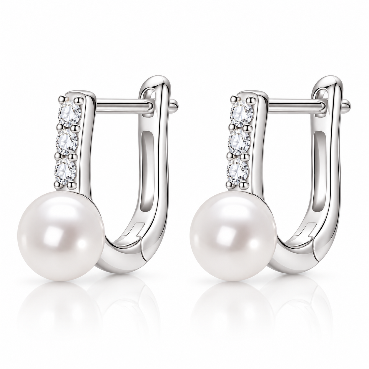 Extravagante Moissanit Perlen Creolen 925 sterling Silber 