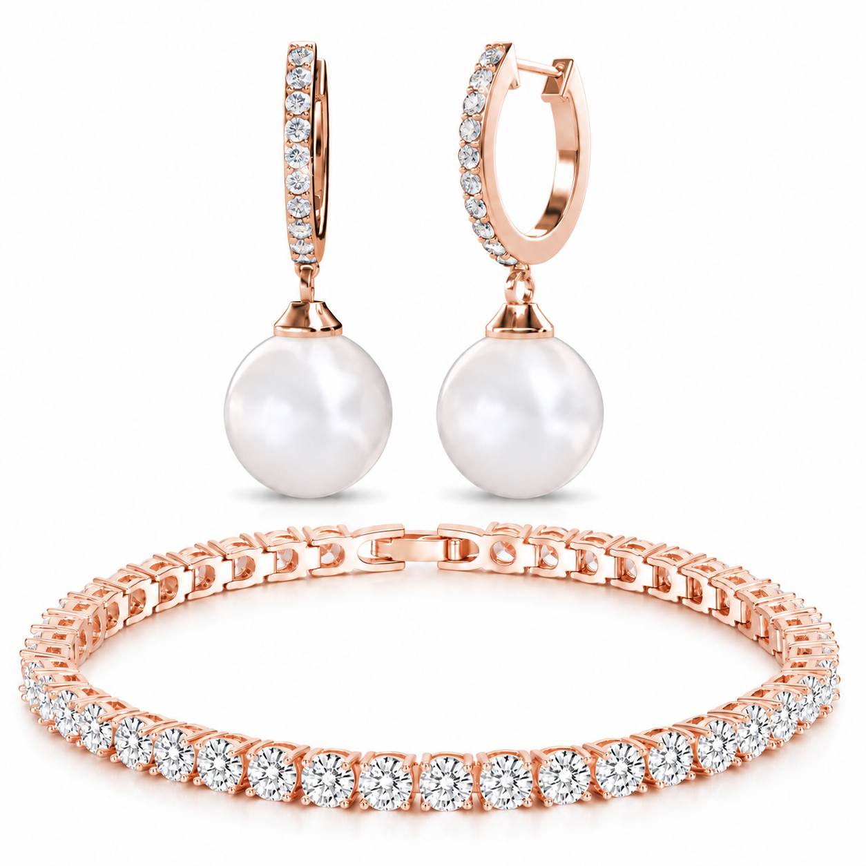 Damen Perlen Schmuckset Cadence Roségold 