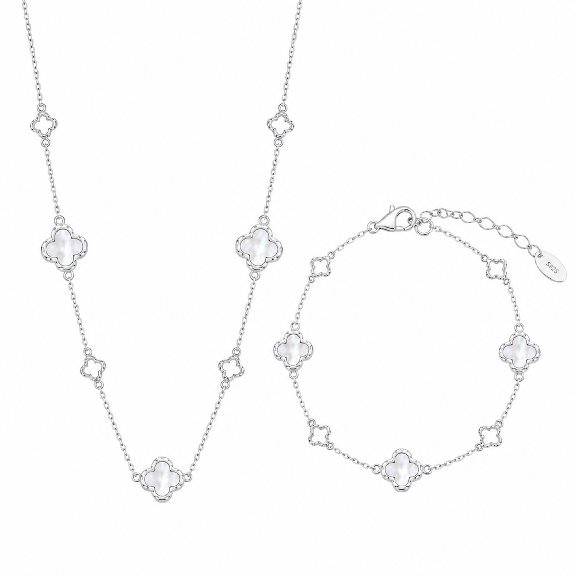 Clover Glücksbringer Damen Schmuckset 925 sterling Silber Silbe