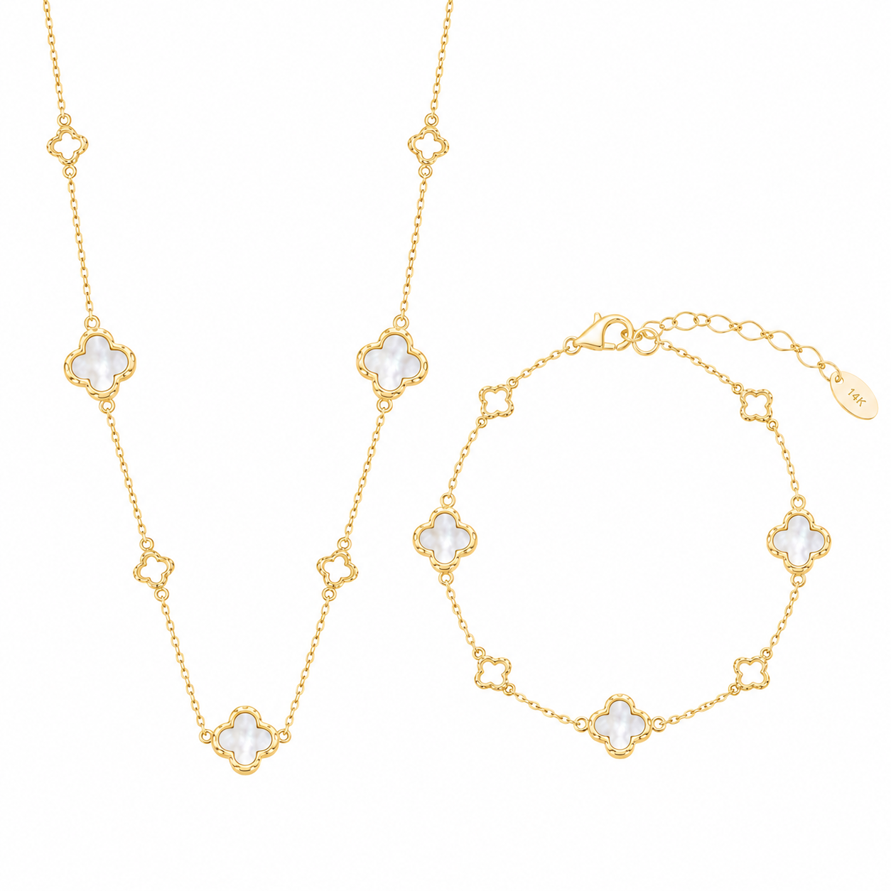 Clover Glücksbringer Damen Schmuckset 925 sterling Silber Gold 